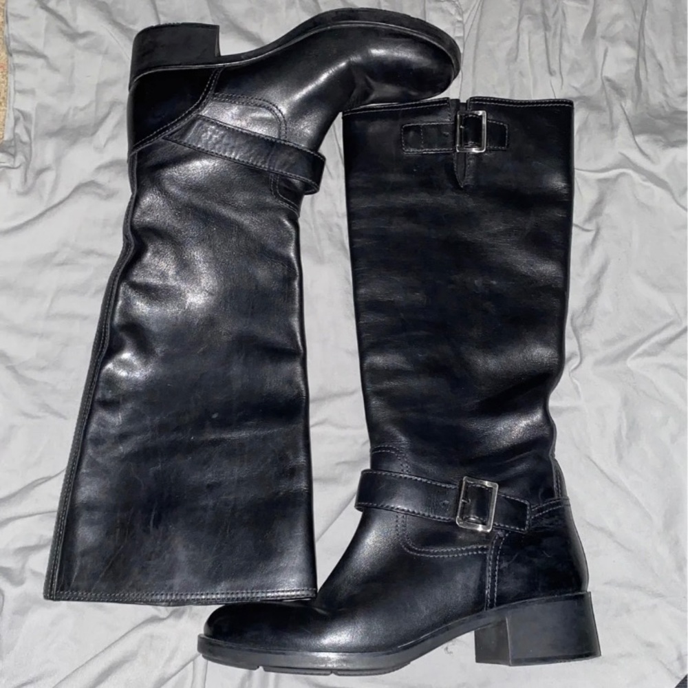 Prada Black Leather Riding Boots